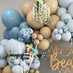 Balon Seti Derin Okyanus-Deniz Kumu-Fırtına Mavisi 100 Lü Balon Zinciri seti