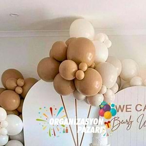 Balon Seti Fındık-Deniz Kumu-Beyaz 100 Lü Balon Zinciri Seti