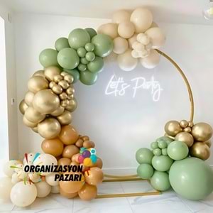 Balon Seti Küf Yeşili-Krom Gold-Karamel-Deniz kumu 100 Lü Balon Zinciri Seti