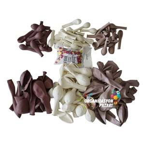 Balon Seti Beyaz-Pink Blush-Rose Wood 60 Lı Balon Zinciri Seti