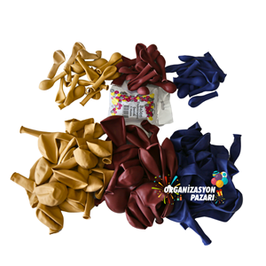 Balon Seti Lacivert-Sütlü Kahve-Deep Red 100 lü Balon Zinciri Seti