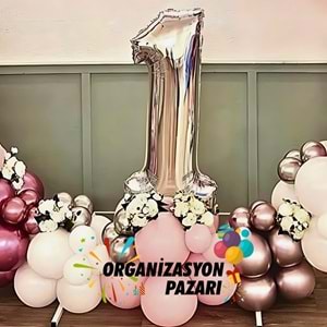 Balon Seti Krom Rose Gold-Krom Pembe-Makaron Pembe-Beyaz 100 Lü Balon Zinciri Seti