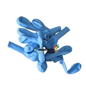 5 inç Mavi Renk Küçük Boy 10 lu Makaron Dekorasyon Balonu