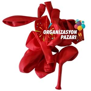 12 inç Kırmızı renk 50 li Pastel Dekorasyon Balonu