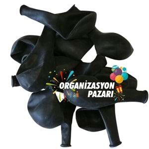 12 inç Siyah renk 50 li Pastel Dekorasyon Balonu