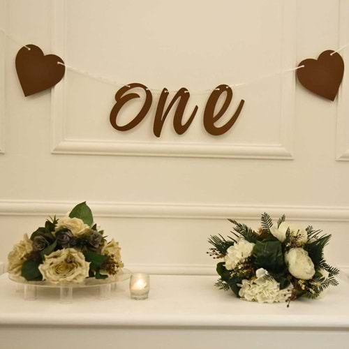 ONE Yazılı Craft Renk Banner İpli Duvar Süsü 1 Yaş Parti Süsü