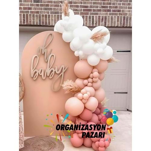 Balon Seti Beyaz-Pink Blush-Rose Wood 60 Lı Balon Zinciri Seti