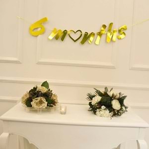 6 Months Gold Renk Banner İpli Duvar Süsü Yarım Yaş Altı Ay Parti Süsü