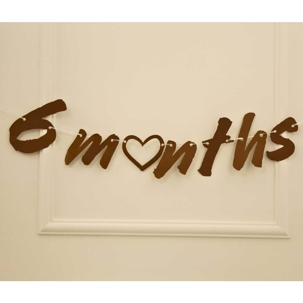 6 Months Craft Renk Banner İpli Duvar Süsü Yarım Yaş Altı Ay Parti Süsü