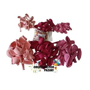 Balon Seti Pastel Fuşya-Şeker Pembe-Makaron Pembe 100 Lü Balon Zinciri Seti