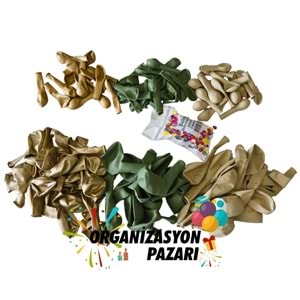 Balon Seti Okaliptus-Krom Gold-Deniz Kumu 60 Lı Balon Zinciri Seti