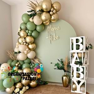 Balon Seti Okaliptus-Krom Gold-Deniz Kumu 60 Lı Balon Zinciri Seti