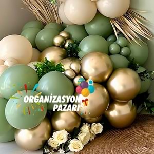 Balon Seti Okaliptus-Krom Gold-Deniz Kumu 60 Lı Balon Zinciri Seti