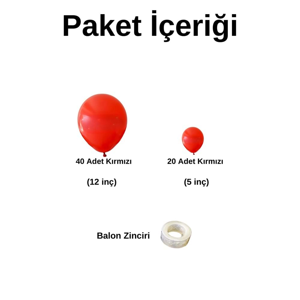 Balon Seti Pastel Kırmızı 60 Lı Balon Zinciri Seti