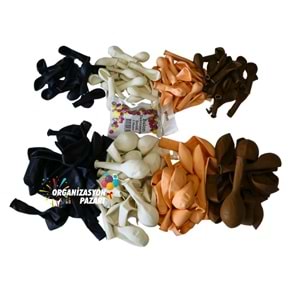 Balon Seti Gece Mavisi-Beyaz-Karamel-Makaron-Somon 100 Lü Balon Zinciri Seti