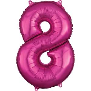 34 inç 8 Pembe Renk Rakam Folyo Balon