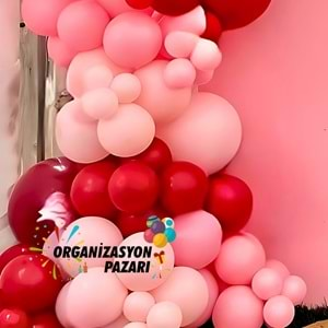 Balon Seti DeepRed-Makaron Pembe-Pastel Pembe 60 Lı Balon Zinciri Seti