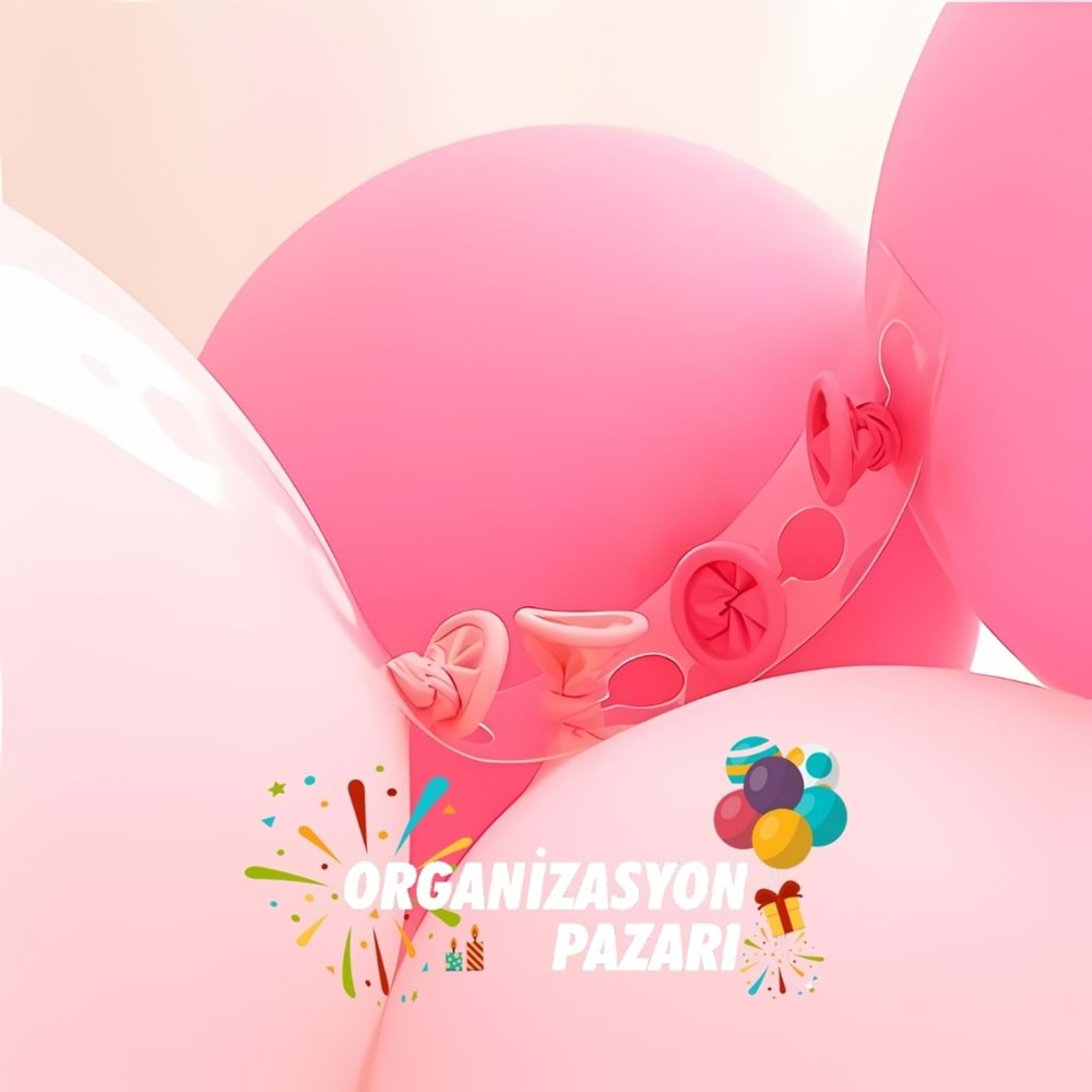 Balon Seti Makaron Yeşil-Makaron Pembe-Makaron Lila 60 Lı Balon Zinciri Seti