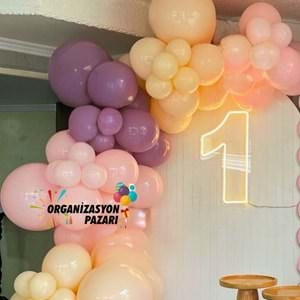 Balon Seti Lavanta-Makaron Somon-Makaron Pembe 100 lü Balon Zinciri Seti