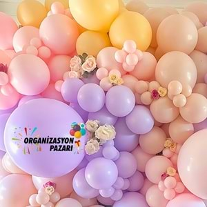 Balon Seti MakaronSarı-MakaronPembe-MakaronLila-MakaronSomon 60 Lı Balon Zinciri Seti